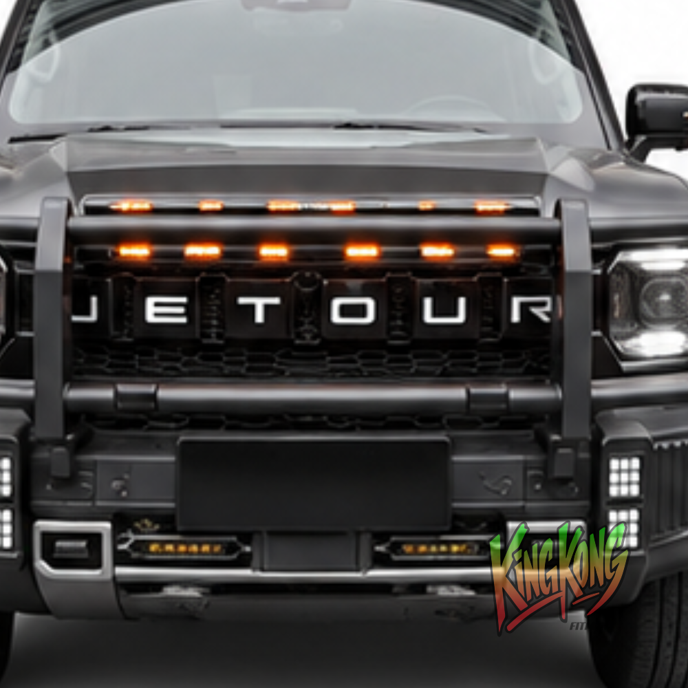 Jetour T2 Gloss Black Bonnet Guard with Light