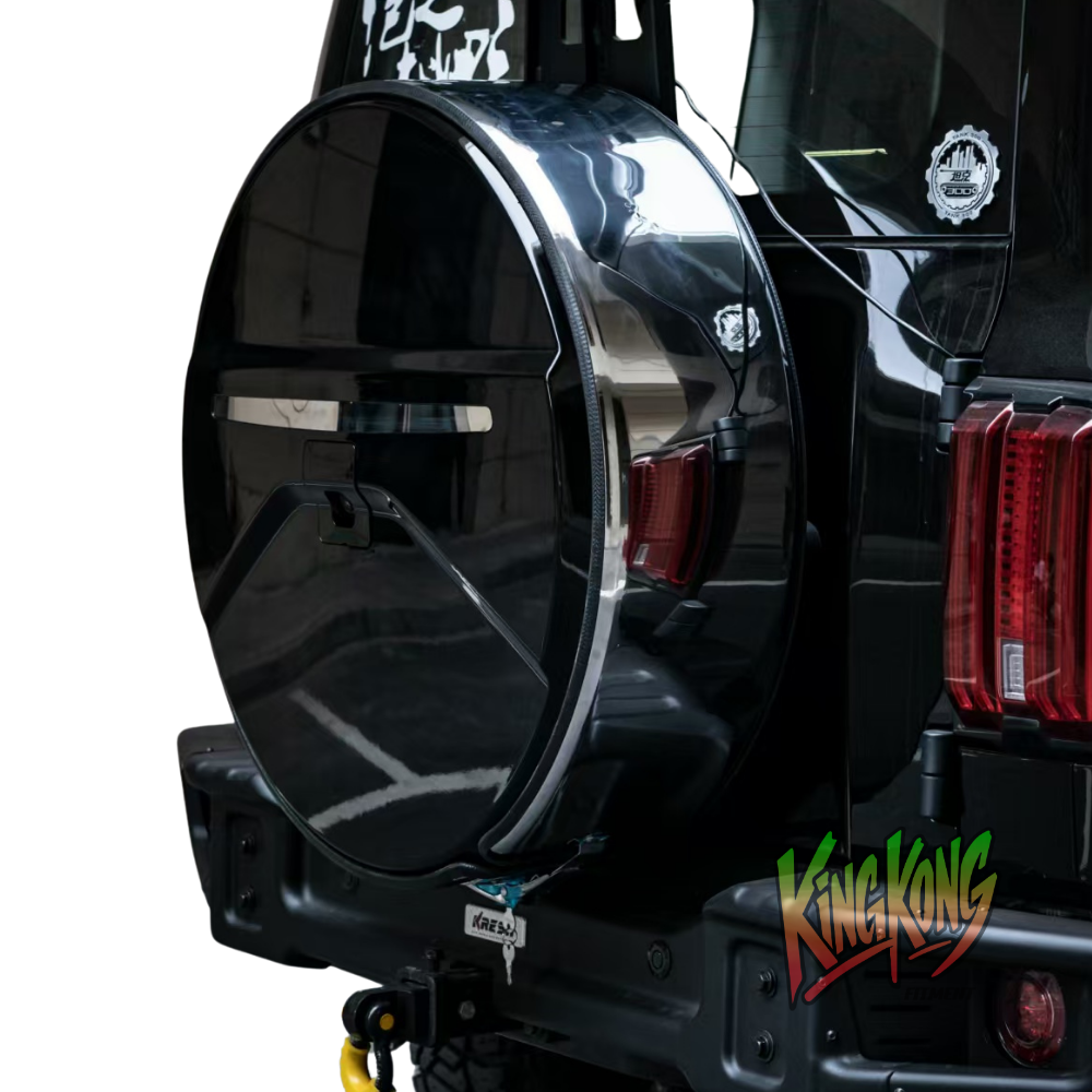 GWM TANK 300 Tyre Cover - Black with Stainless Steel Ring